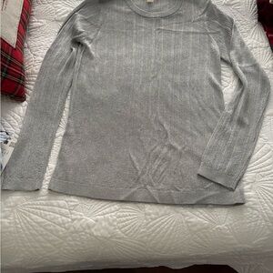 Michael Kors Metallic Gray Knit Top